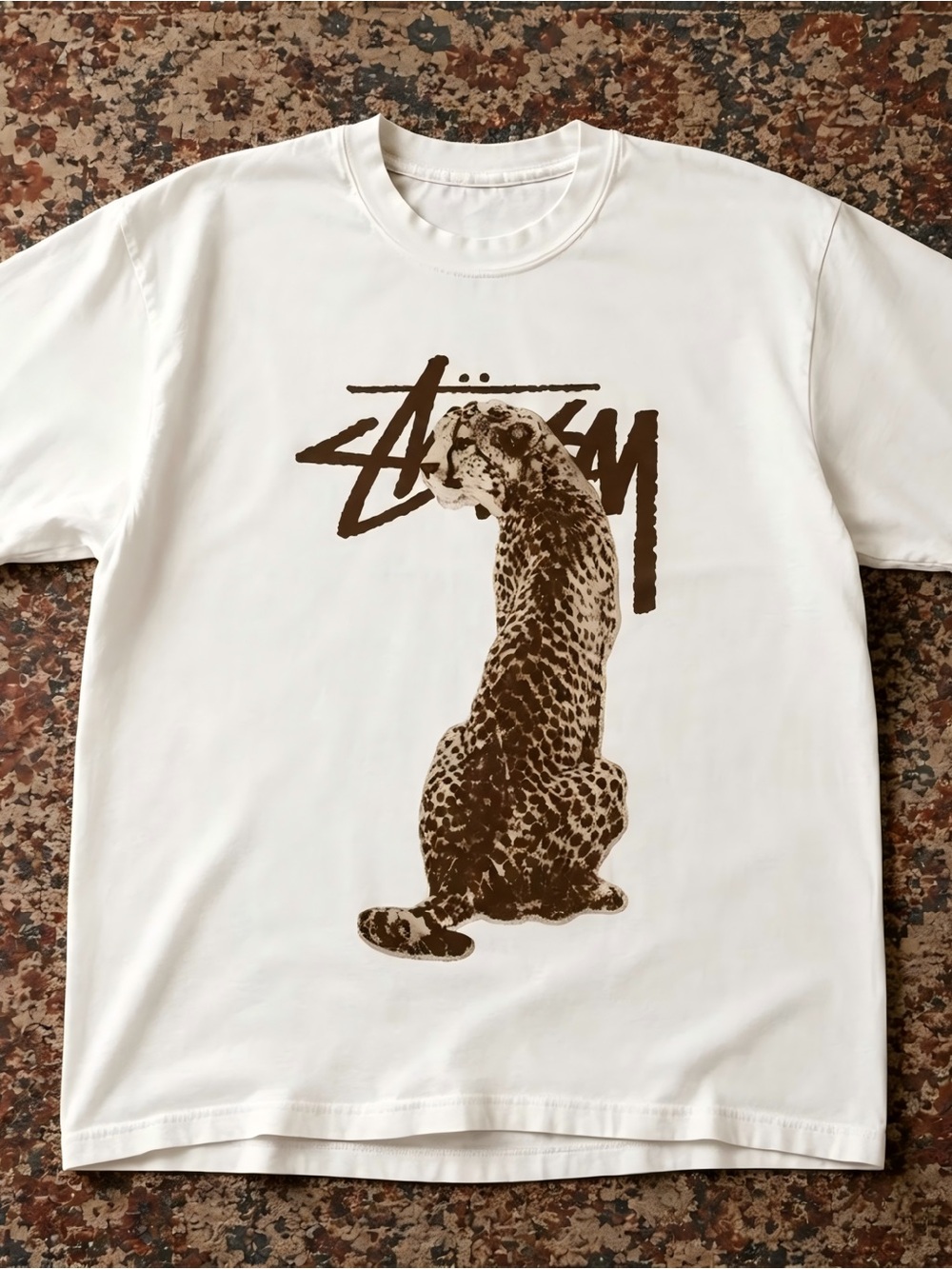 Vintage Stussy Cheetah Graphic Streetwear Womens Mens T-shirt Size Unisex